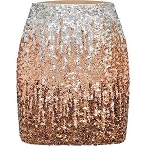 Silver Copper and Rose Gold Sequin Sparkling Skirt